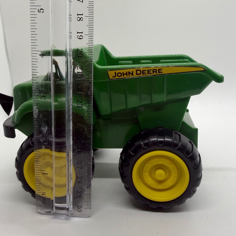 John Deere Green Plastic Dump Truck Toy Big Wheels Kids Play 4 in Construction - Picture 8 of 9